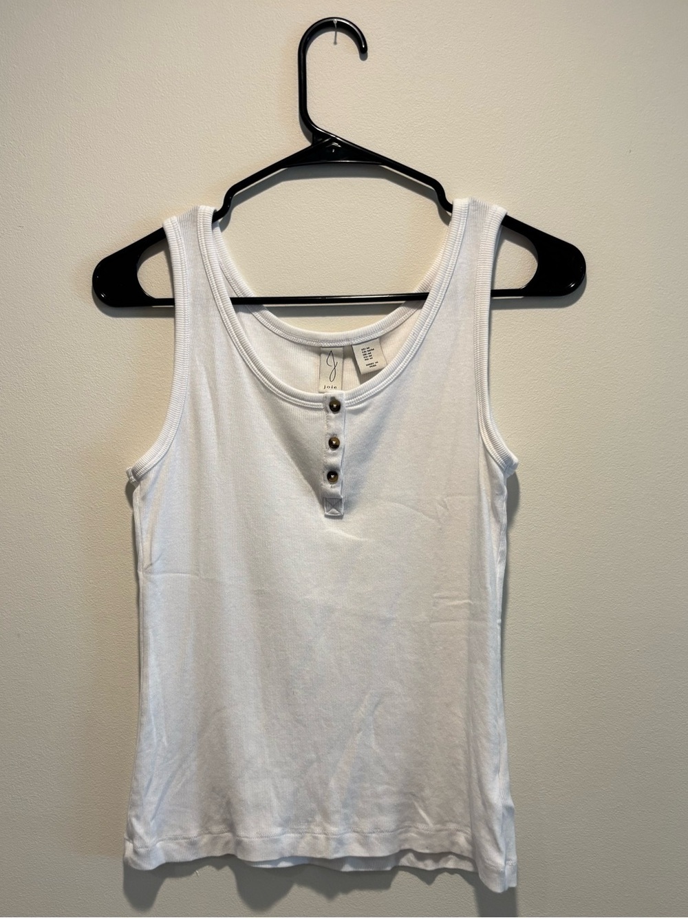 Joie White Ribbed Henley Tank